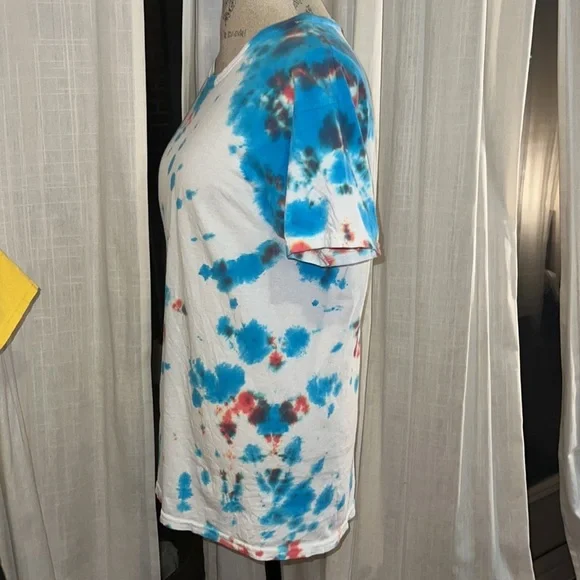 Hanes tie dye white shortsleeve t-shirt 100% Cotton dyed blue & red women’s M​​ - Picture 4 of 5